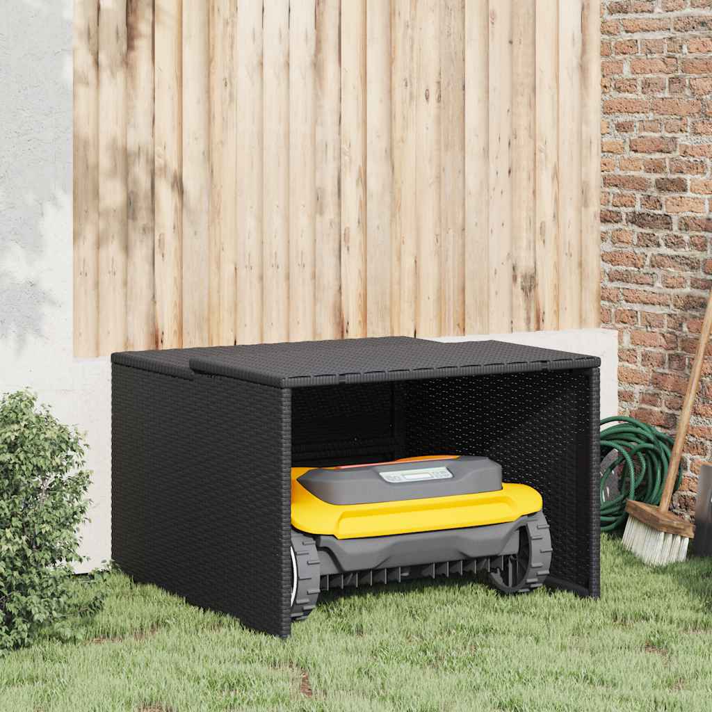 vidaXL Mähroboter-Garage Schwarz 86x90x52/57 cm Poly Rattan