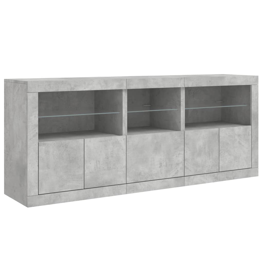 vidaXL Sideboard mit LED-Leuchten Betongrau 162x37x67 cm