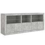 vidaXL Sideboard mit LED-Leuchten Betongrau 162x37x67 cm