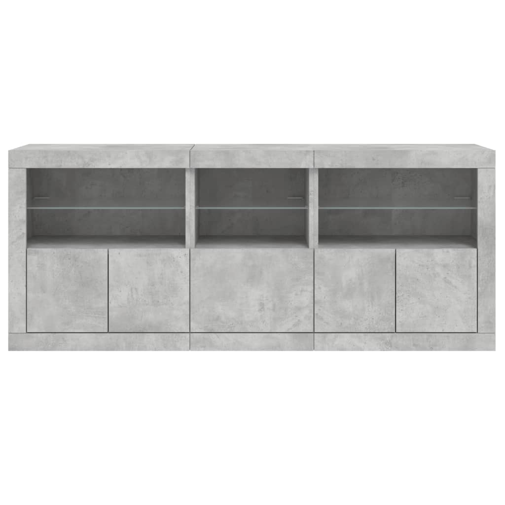vidaXL Sideboard mit LED-Leuchten Betongrau 162x37x67 cm