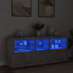 vidaXL Sideboard mit LED-Leuchten Betongrau 162x37x67 cm