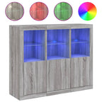 vidaXL Sideboards mit LED-Leuchten 3 Stk. Grau Sonoma Holzwerkstoff