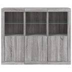 vidaXL Sideboards mit LED-Leuchten 3 Stk. Grau Sonoma Holzwerkstoff