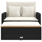 vidaXL Gartensofa mit Kissen 2-Sitzer Schwarz Poly Rattan&Akazienholz