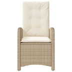 vidaXL Gartensessel mit Kissen Verstellbar Beige Poly Rattan