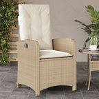 vidaXL Gartensessel mit Kissen Verstellbar Beige Poly Rattan