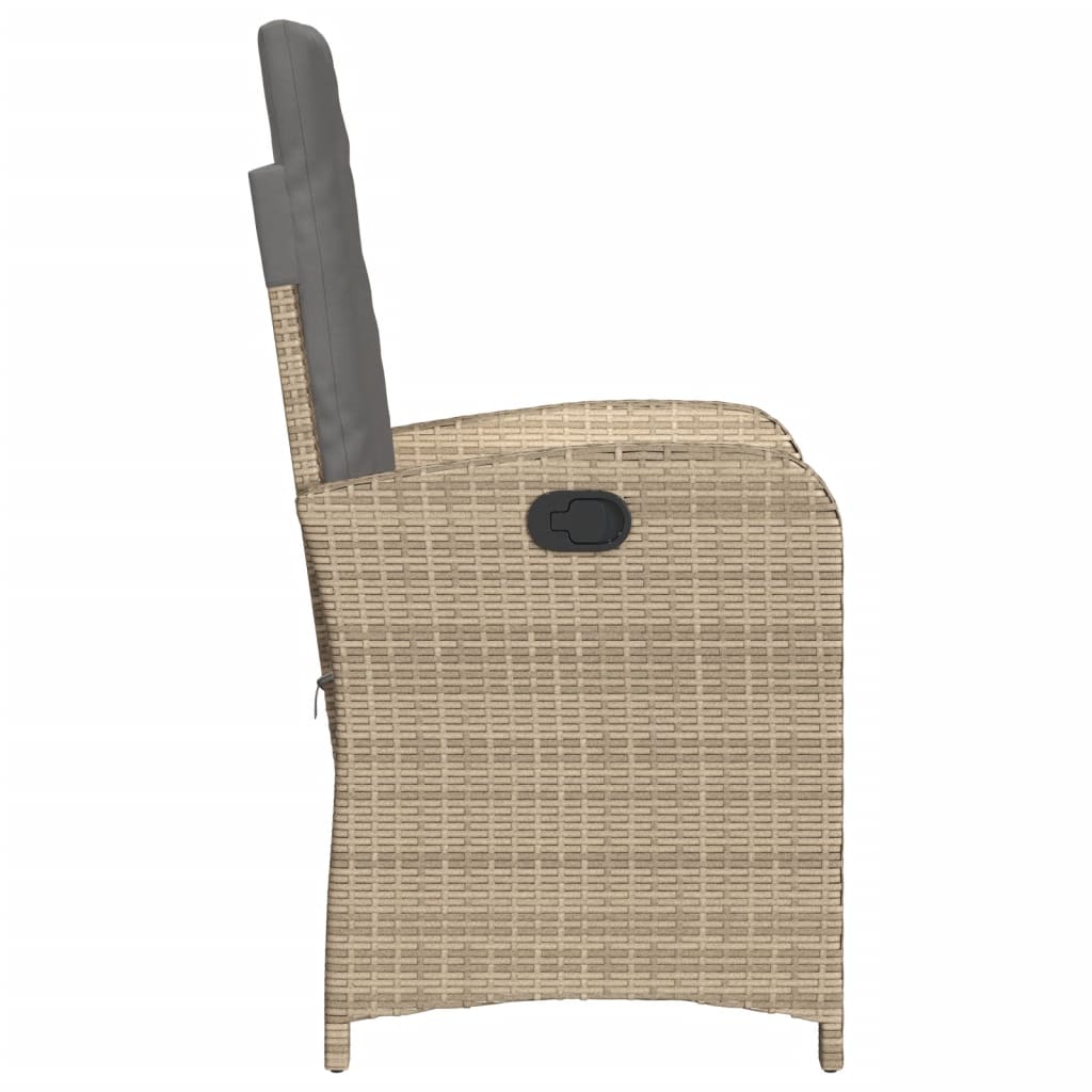 vidaXL Gartensessel mit Kissen Verstellbar Beigemischung Poly Rattan