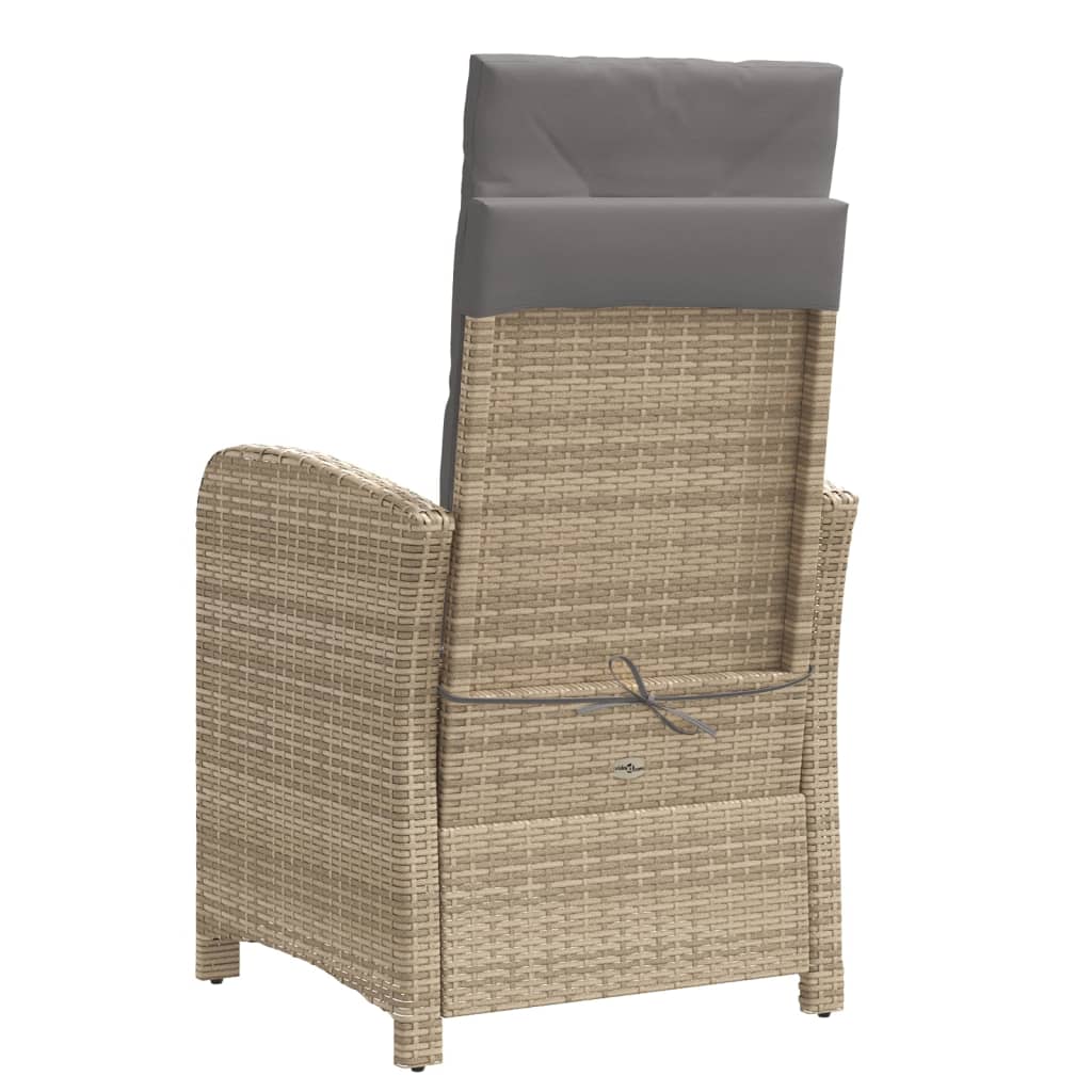 vidaXL Gartensessel mit Kissen Verstellbar Beigemischung Poly Rattan