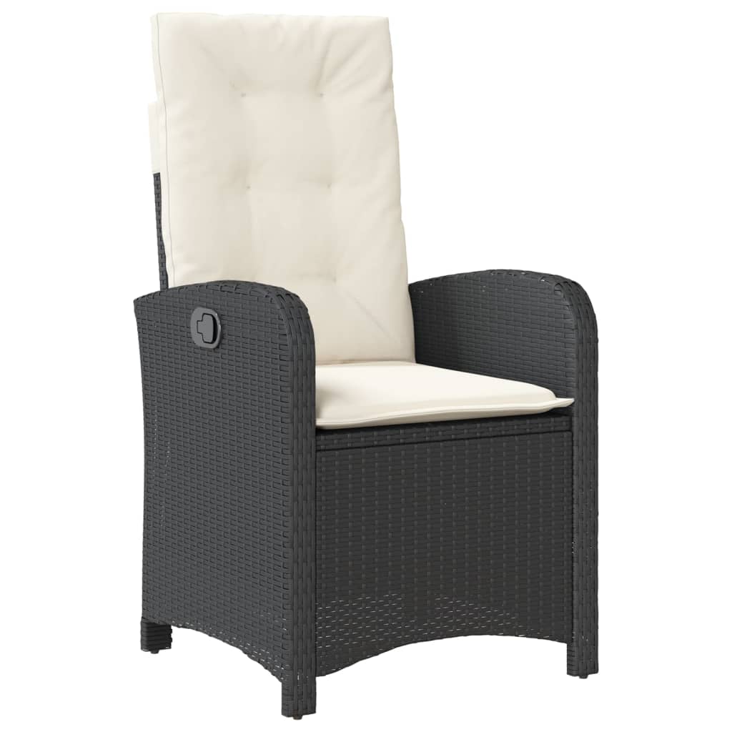 vidaXL Gartensessel mit Kissen 2 Stk. Verstellbar Schwarz Poly Rattan