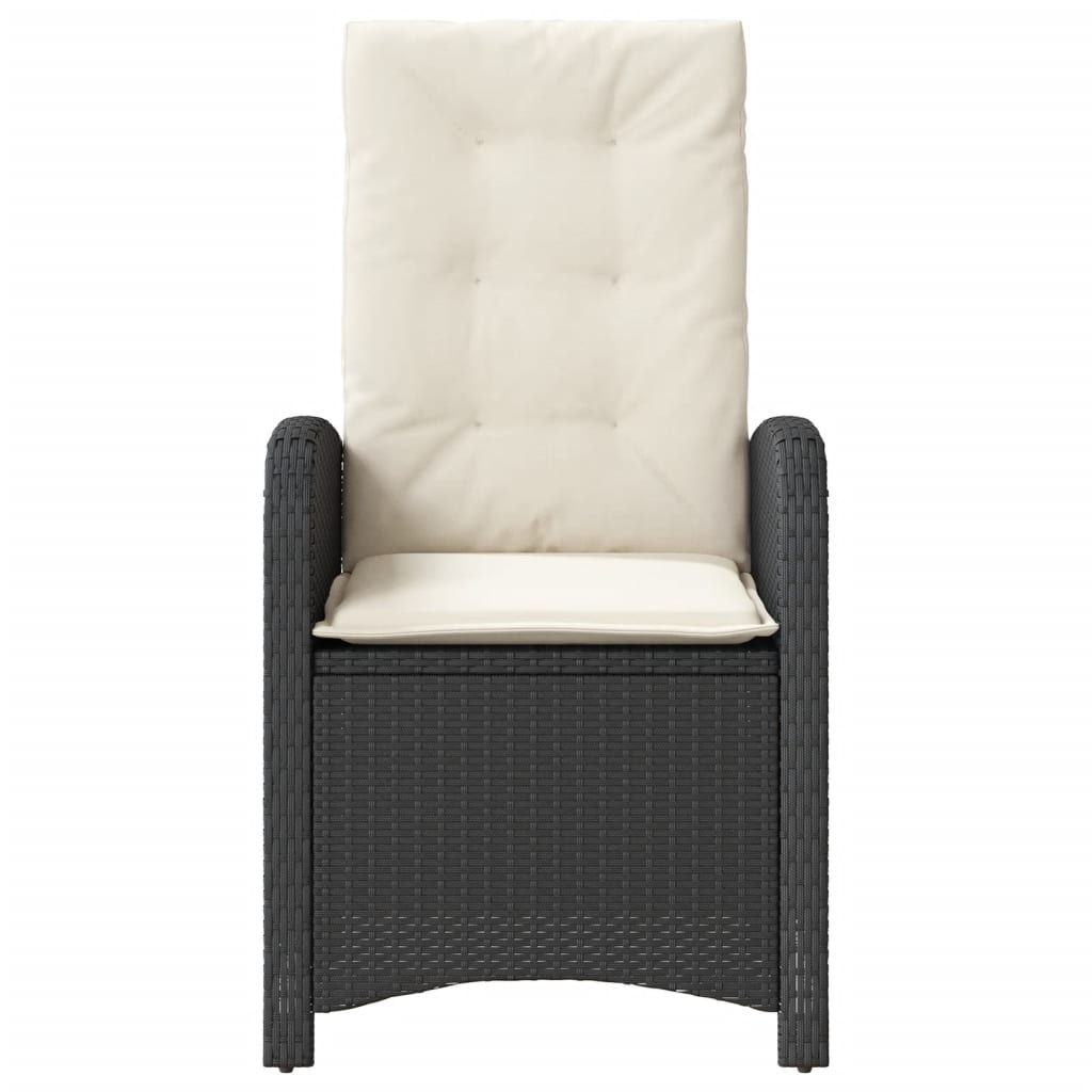 vidaXL Gartensessel mit Kissen 2 Stk. Verstellbar Schwarz Poly Rattan