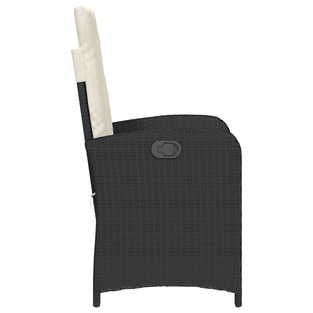 vidaXL Gartensessel mit Kissen 2 Stk. Verstellbar Schwarz Poly Rattan