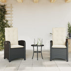 vidaXL Gartensessel mit Kissen 2 Stk. Verstellbar Schwarz Poly Rattan