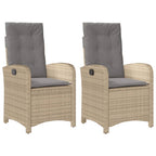 vidaXL Gartensessel Kissen 2Stk. Verstellbar Beigemischung Poly Rattan