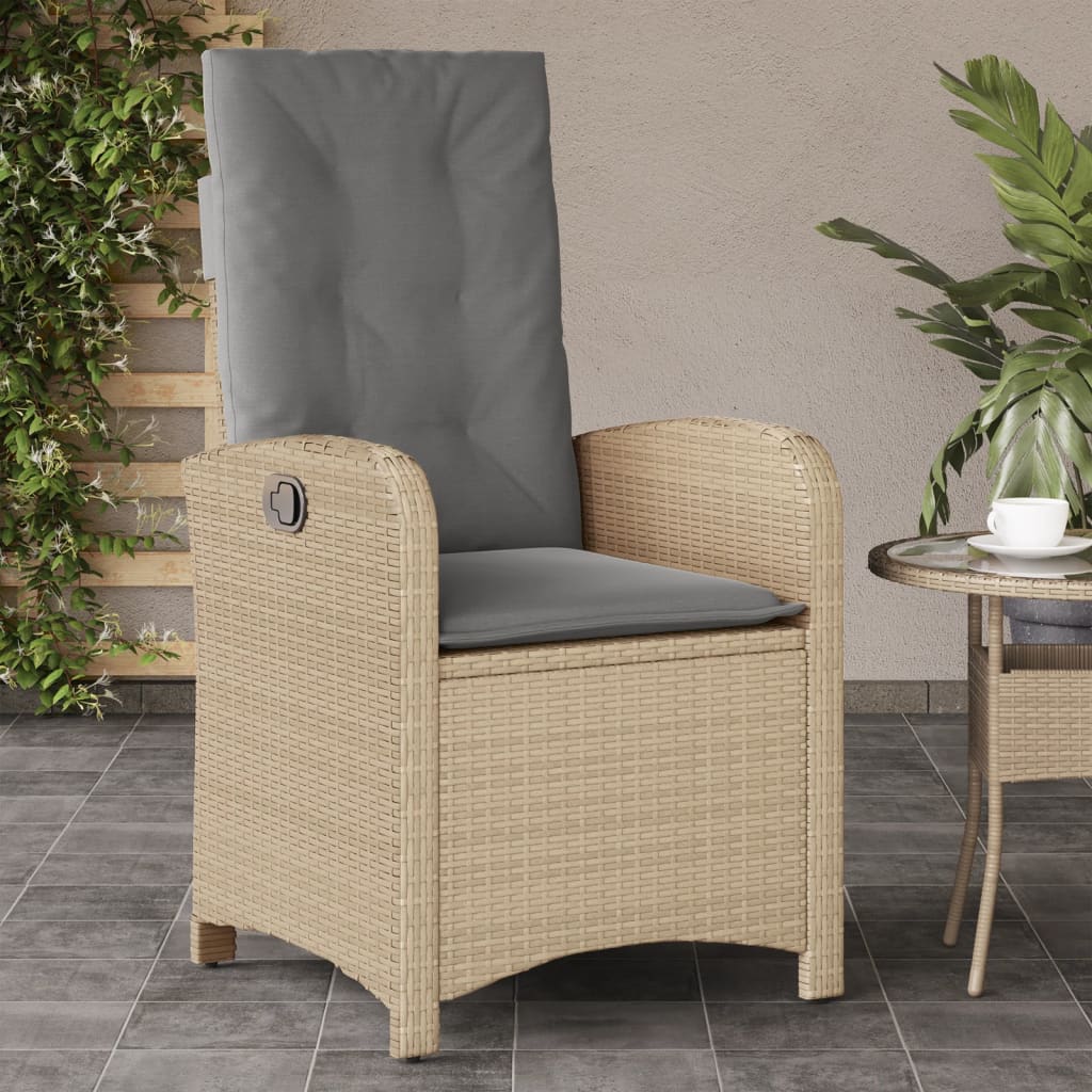 vidaXL Gartensessel Kissen 2Stk. Verstellbar Beigemischung Poly Rattan