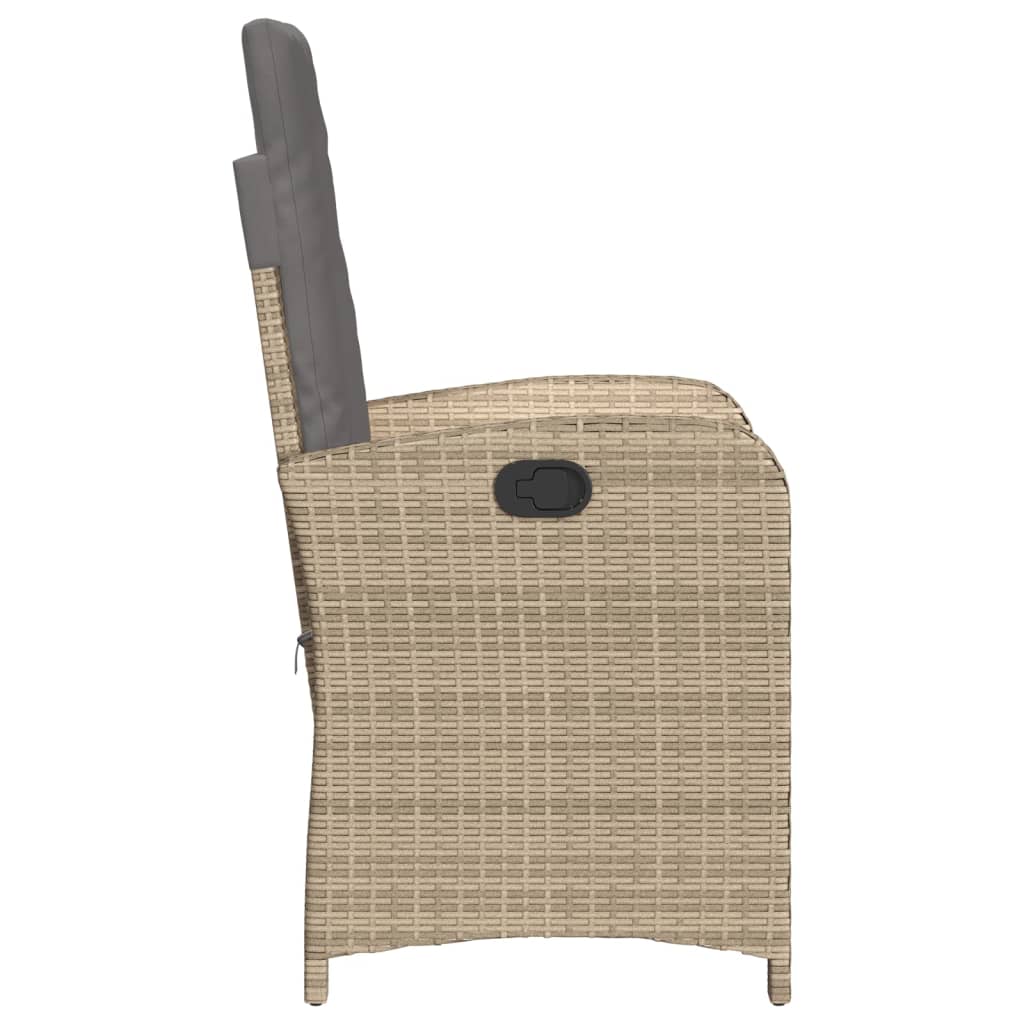vidaXL Gartensessel Kissen 2Stk. Verstellbar Beigemischung Poly Rattan