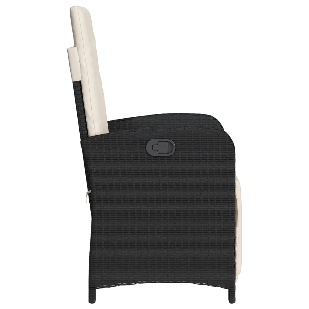 vidaXL Gartensessel mit Fußteil Verstellbar Schwarz Poly Rattan