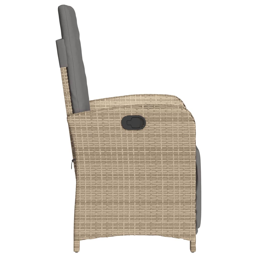 vidaXL Gartensessel mit Fußteil Verstellbar Beigemischung Poly Rattan