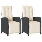 vidaXL Gartensessel mit Fußteil 2 Stk. Verstellbar Schwarz Poly Rattan