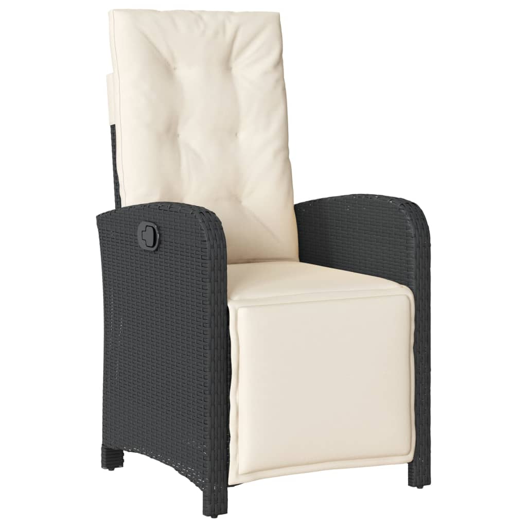 vidaXL Gartensessel mit Fußteil 2 Stk. Verstellbar Schwarz Poly Rattan