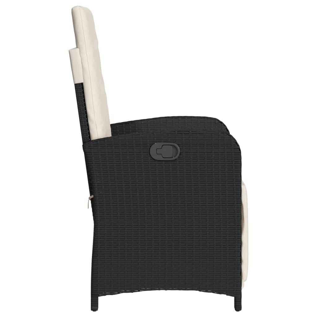 vidaXL Gartensessel mit Fußteil 2 Stk. Verstellbar Schwarz Poly Rattan