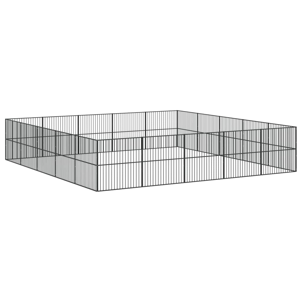 vidaXL Hundelaufstall 20-tlg. Schwarz Verzinkter Stahl