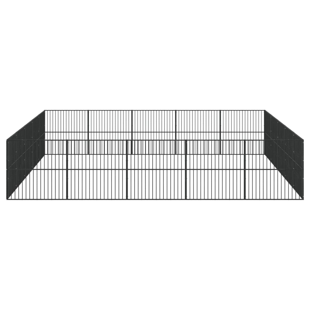 vidaXL Hundelaufstall 20-tlg. Schwarz Verzinkter Stahl