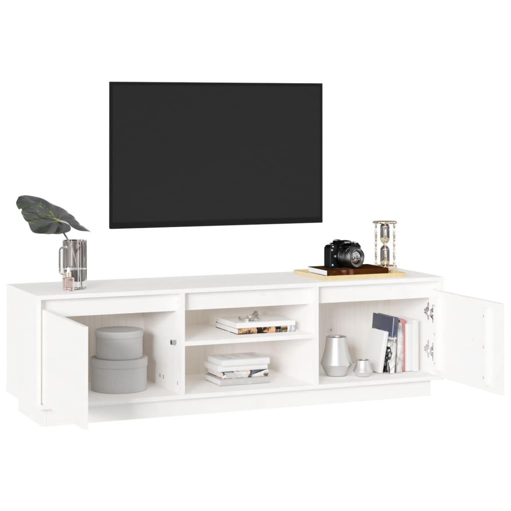 vidaXL TV-Schrank Weiß 140x35x40 cm Massivholz Kiefer