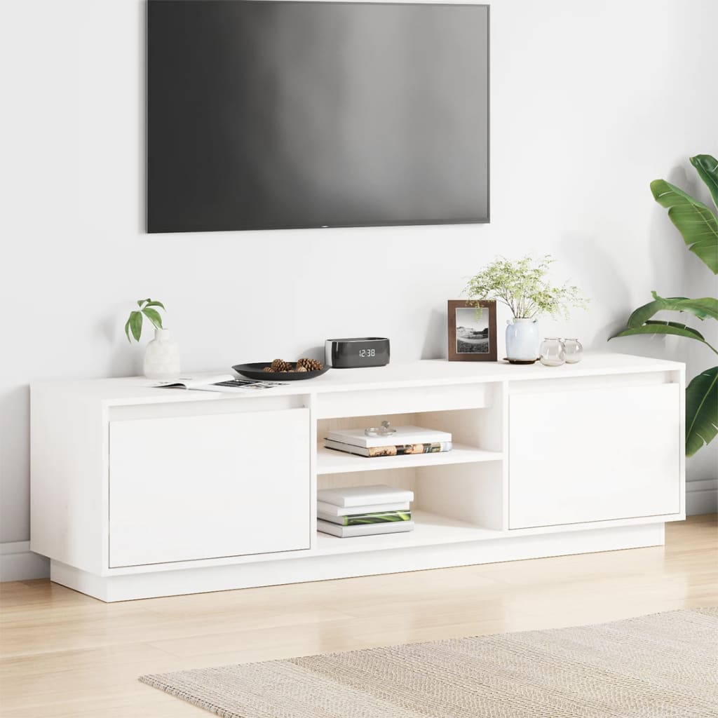 vidaXL TV-Schrank Weiß 140x35x40 cm Massivholz Kiefer
