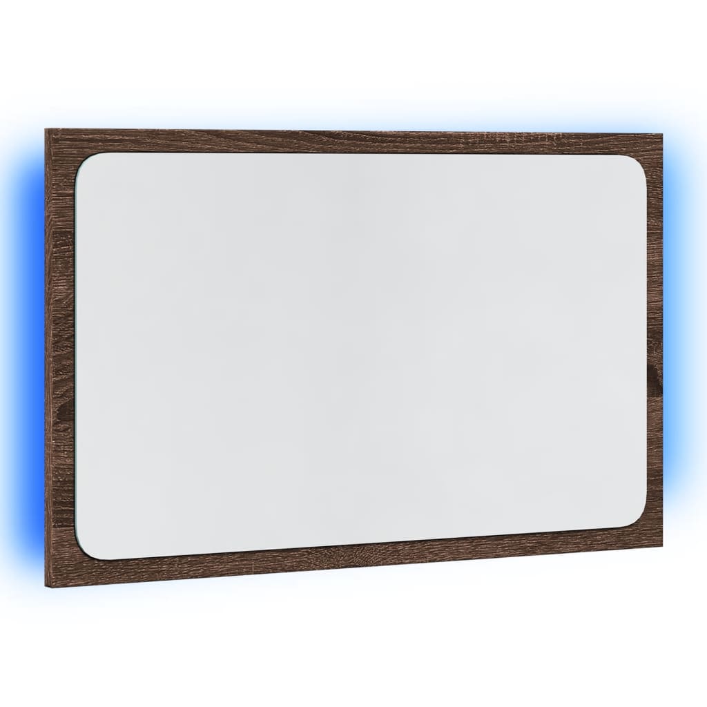 vidaXL LED-Badspiegel Braun Eichen-Optik 60x8,5x38 cm Holzwerkstoff
