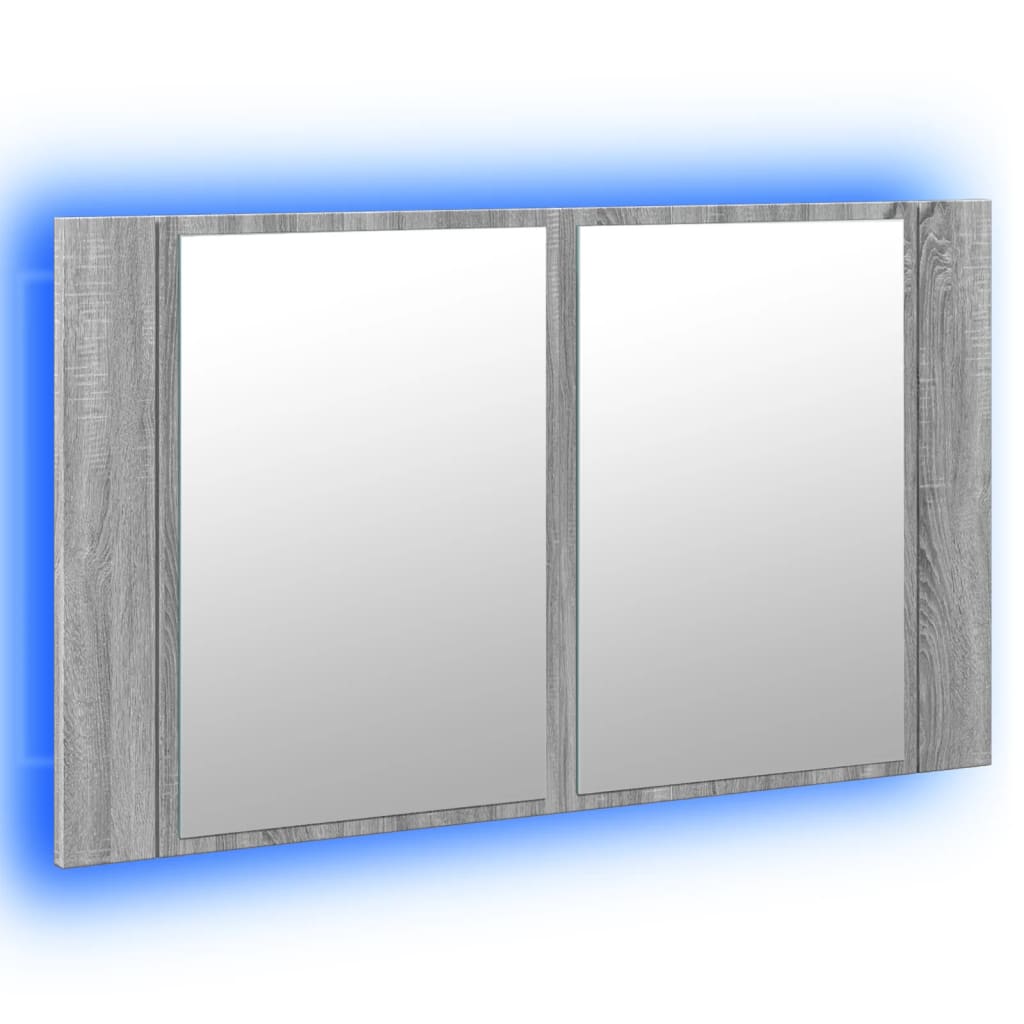 vidaXL LED-Spiegelschrank Grau Sonoma 80x12x45 cm Acryl