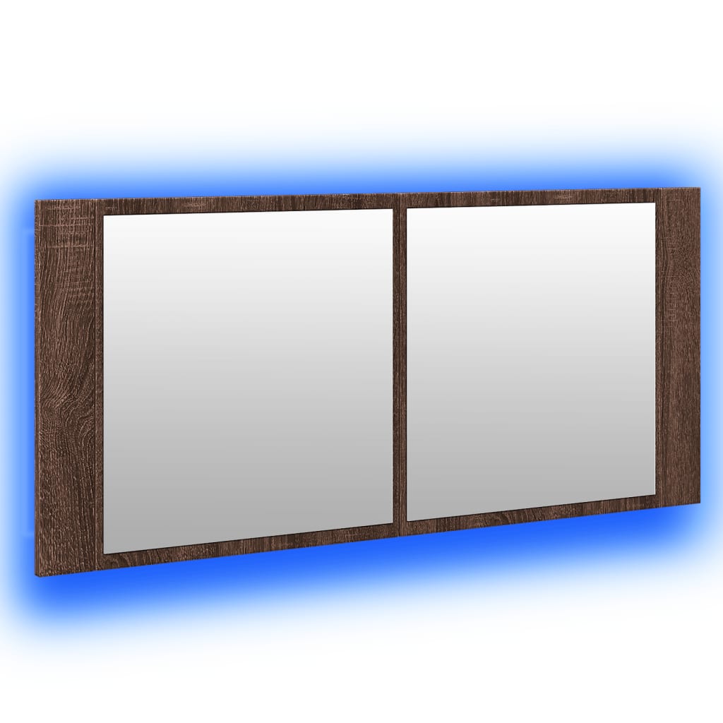 vidaXL LED-Spiegelschrank Braun Eichen-Optik 100x12x45 cm