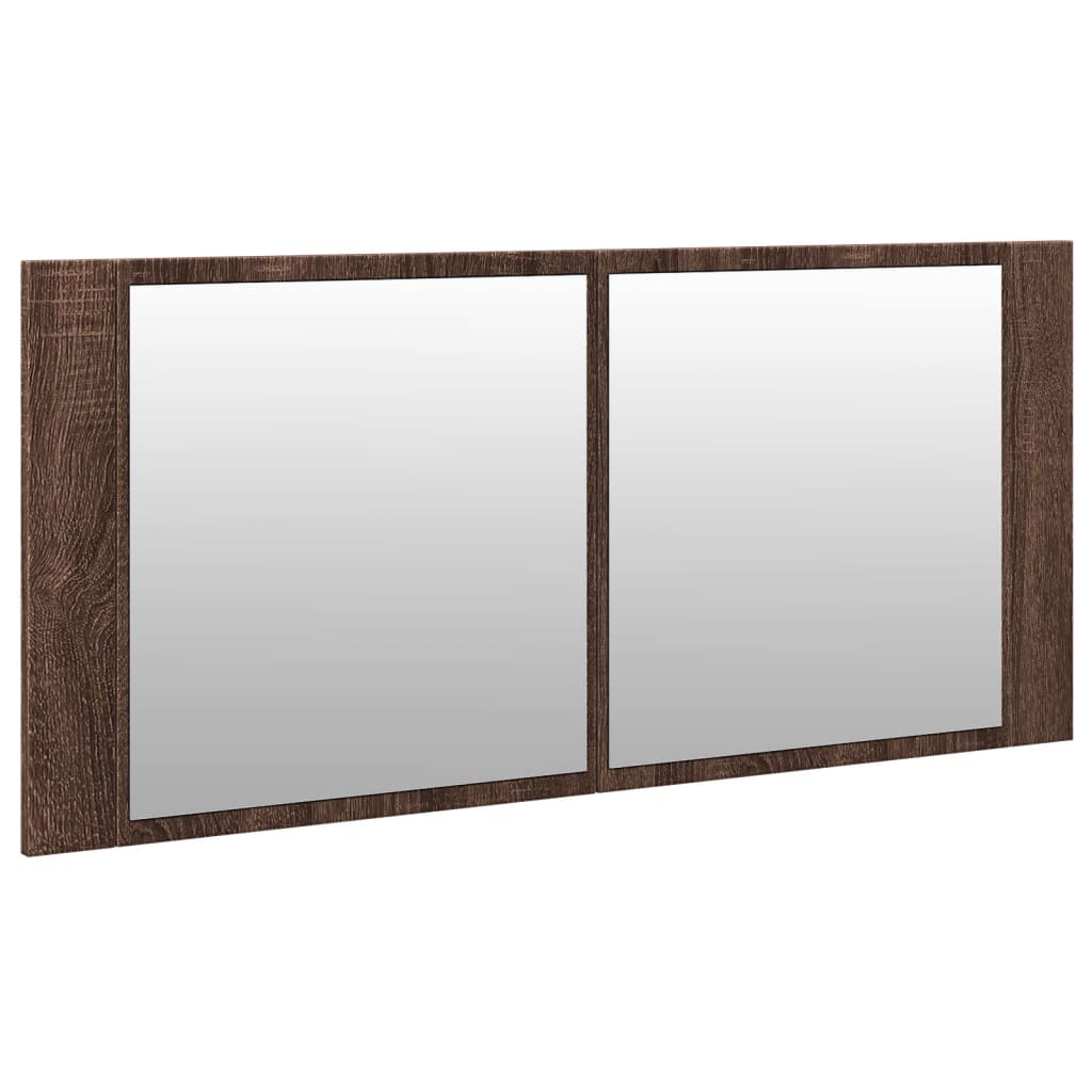 vidaXL LED-Spiegelschrank Braun Eichen-Optik 100x12x45 cm