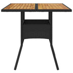 vidaXL Gartentisch mit Holzplatte Schwarz 80x80x75 cm Poly Rattan
