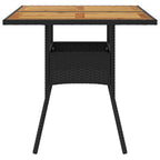 vidaXL Gartentisch mit Holzplatte Schwarz 80x80x75 cm Poly Rattan