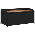 vidaXL Bank mit Stauraum Schwarz 100x50x52 cm Poly Rattan Akazienholz
