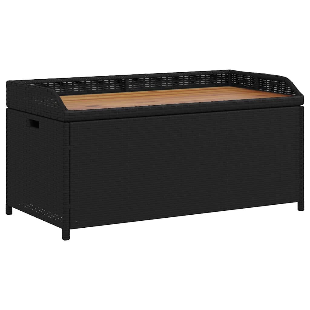 vidaXL Bank mit Stauraum Schwarz 100x50x52 cm Poly Rattan Akazienholz