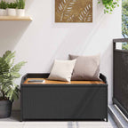 vidaXL Bank mit Stauraum Schwarz 100x50x52 cm Poly Rattan Akazienholz