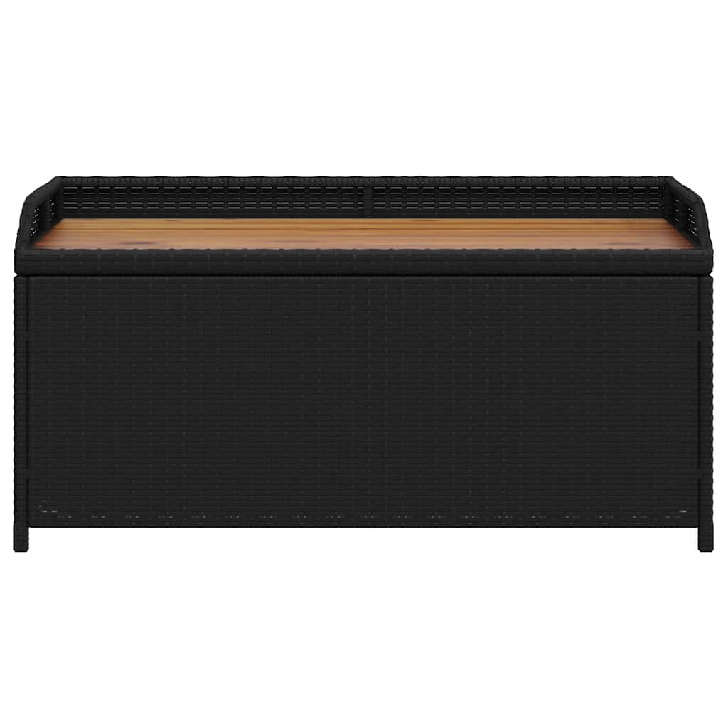 vidaXL Bank mit Stauraum Schwarz 100x50x52 cm Poly Rattan Akazienholz