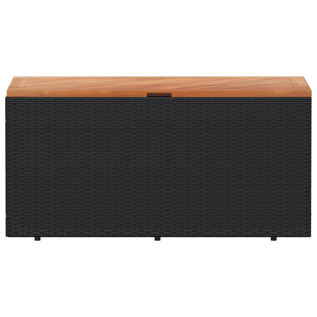 vidaXL Gartentruhe Schwarz 110x50x54 cm Poly Rattan Akazienholz