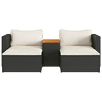 vidaXL 5tlg. Garten-Sofagarnitur mit Kissen Schwarz Poly Rattan Akazie
