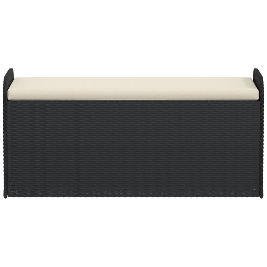 vidaXL Sitzbank mit Stauraum & Kissen Schwarz 115x51x52 cm Poly Rattan