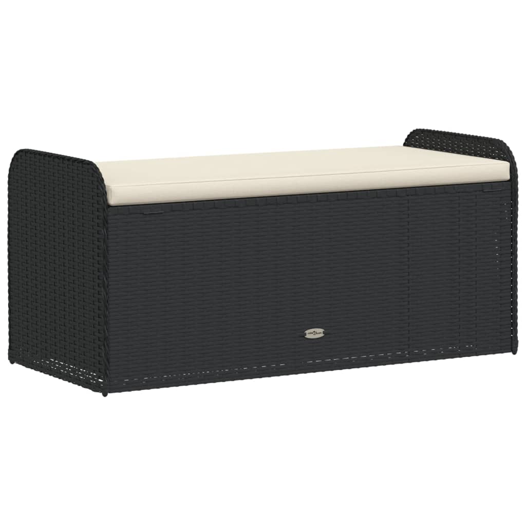 vidaXL Sitzbank mit Stauraum & Kissen Schwarz 115x51x52 cm Poly Rattan