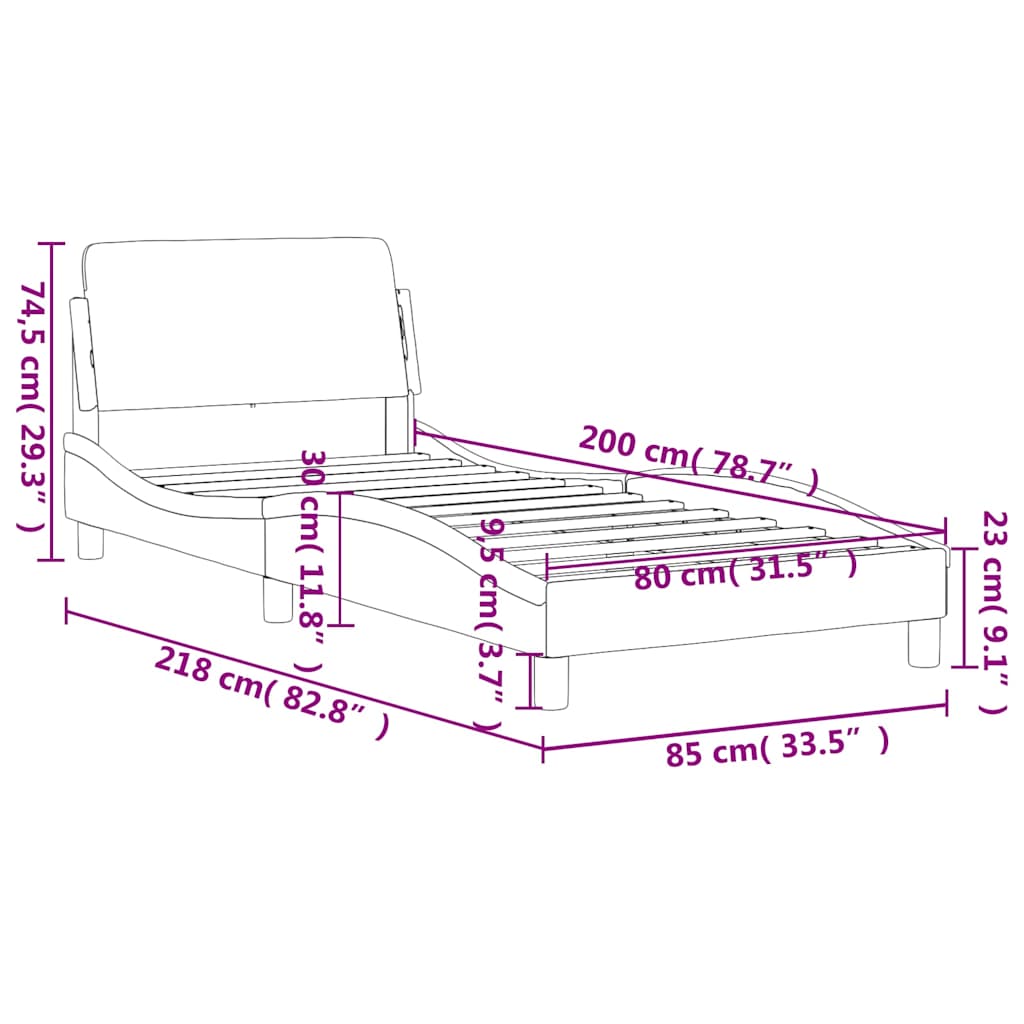vidaXL Bettgestell "Dover" Hellgrau 80x200 cm Samt