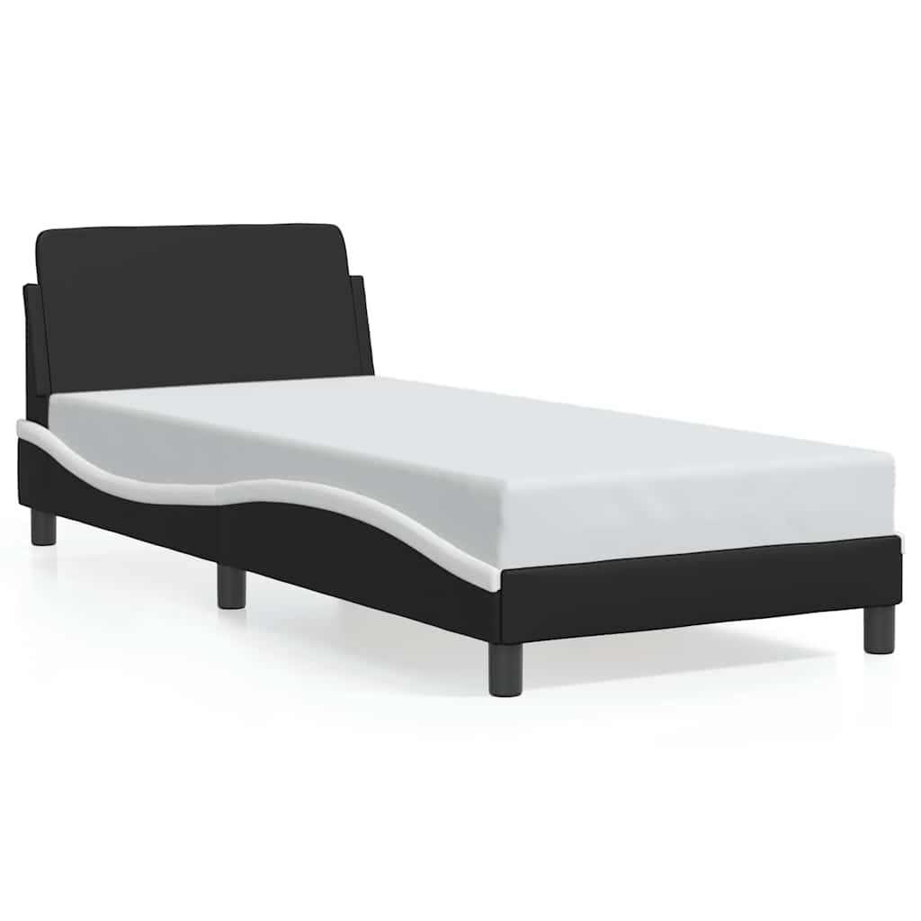 vidaXL Bettgestell "Dover" Schwarz und Weiß 80x200 cm Kunstleder