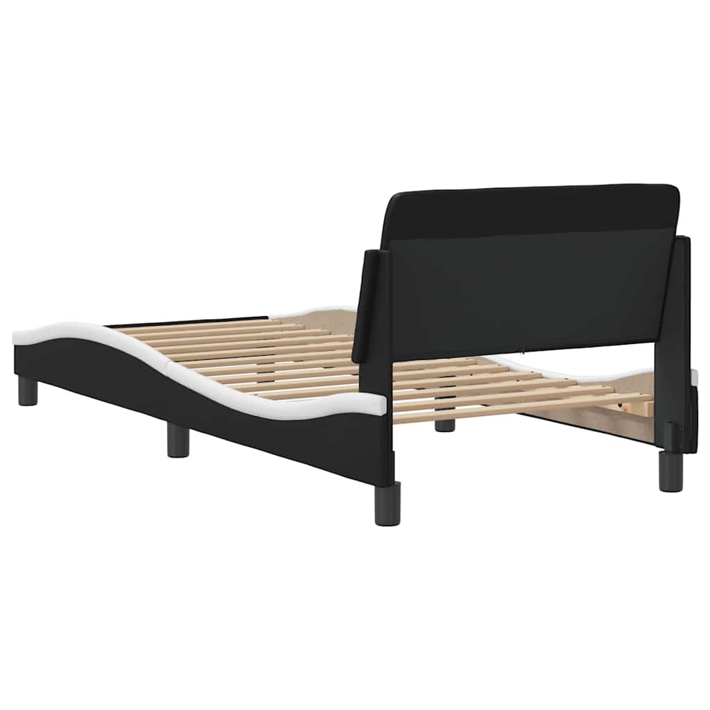 vidaXL Bettgestell "Dover" Schwarz und Weiß 80x200 cm Kunstleder