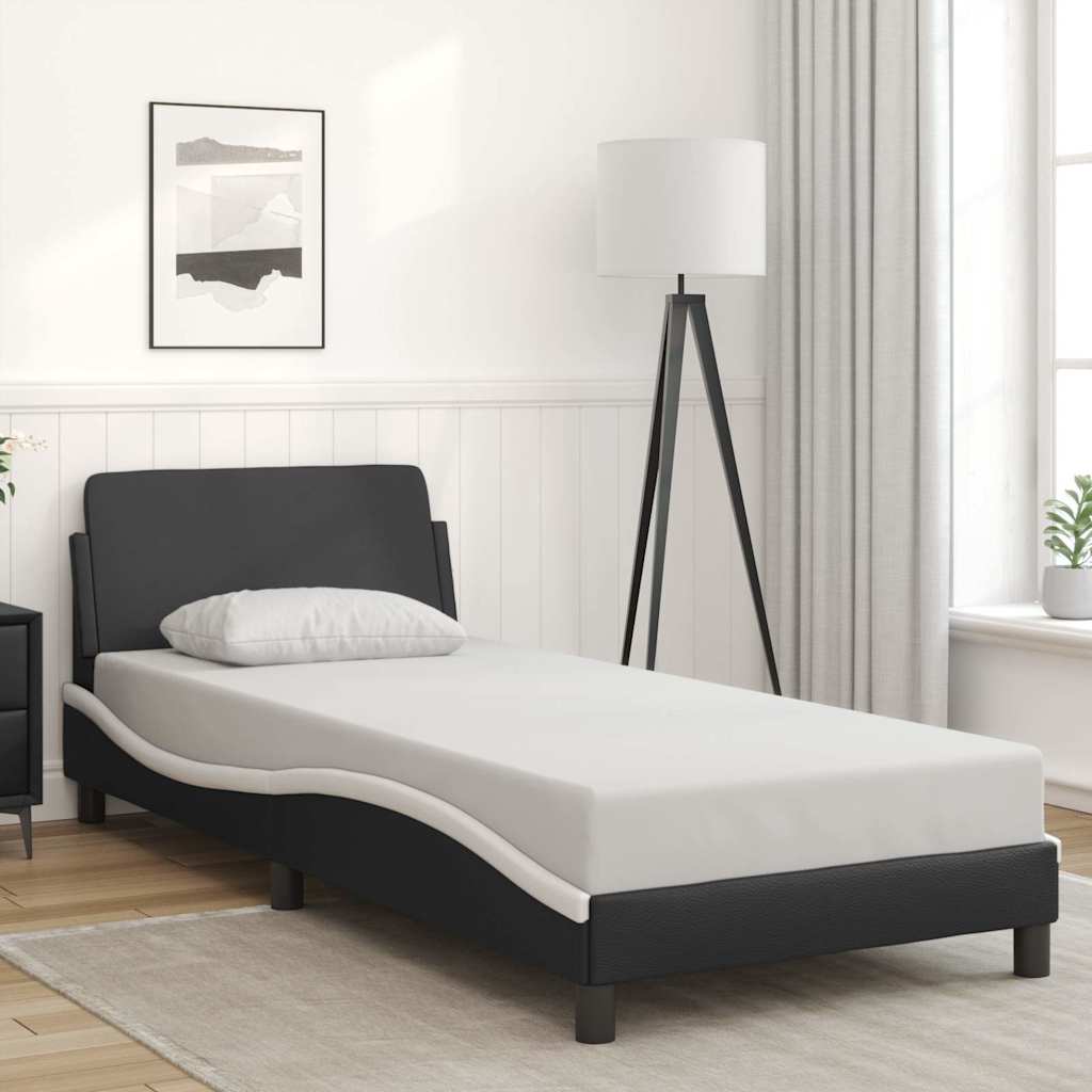 vidaXL Bettgestell "Dover" Schwarz und Weiß 80x200 cm Kunstleder