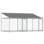 vidaXL Hundezwinger mit Dach und Türen Grau 4x2x2 m Verzinkter Stahl