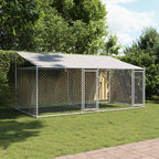 vidaXL Hundezwinger mit Dach und Türen Grau 4x2x2 m Verzinkter Stahl