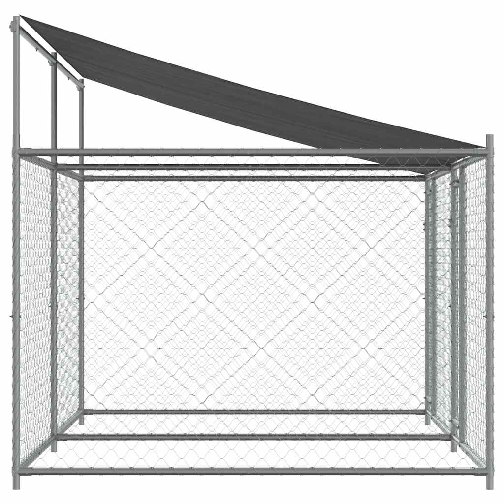 vidaXL Hundezwinger mit Dach und Türen Grau 4x2x2 m Verzinkter Stahl