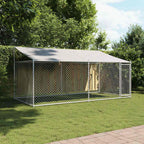 vidaXL Hundezwinger mit Dach und Tür Grau 4x2x2 m Verzinkter Stahl